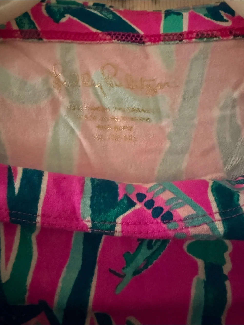 Lilly Pulitzer Pink and Green Tropical Print Dress